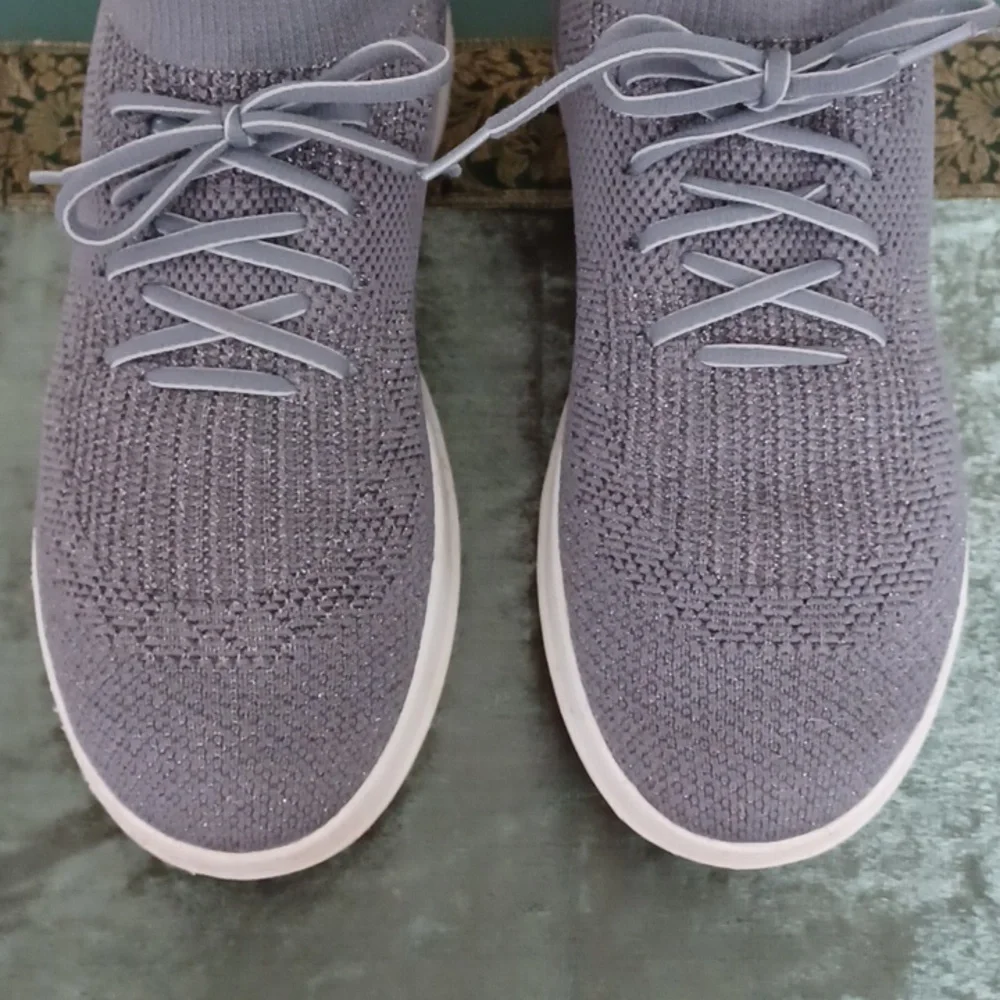 FitFlop Gray UberKnit High Top Slip-on Sneakers W-7